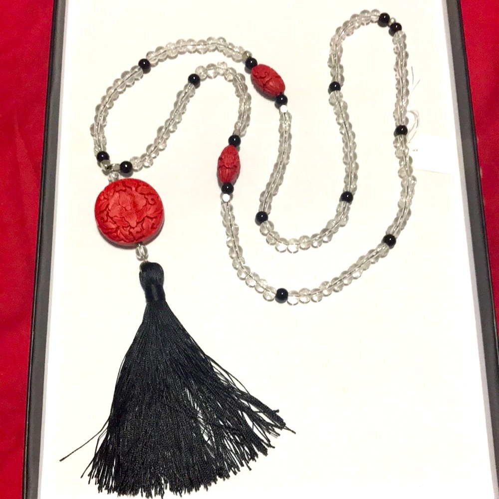 Handmade long tassel necklace
